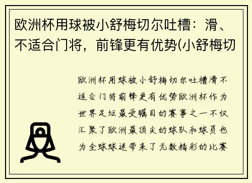 欧洲杯用球被小舒梅切尔吐槽：滑、不适合门将，前锋更有优势(小舒梅切尔转会)